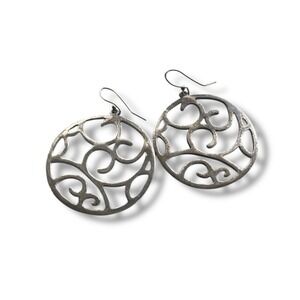 SILPADA 925 Sterling Silver Scroll Cut Out Round Circle Disc Drop Earrings 2 in.